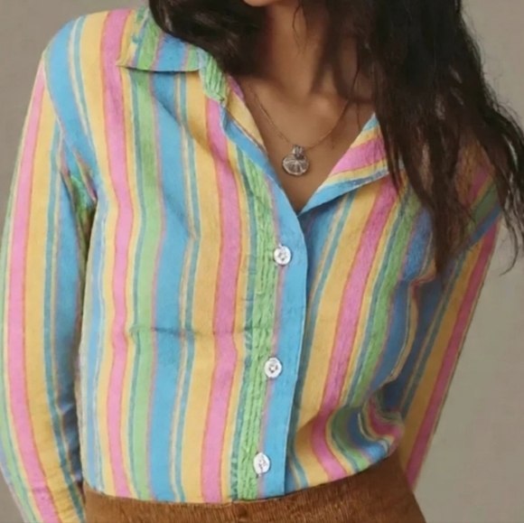 Ralph Lauren Tops - Ralph Lauren Pastel Striped Button Down Shirt